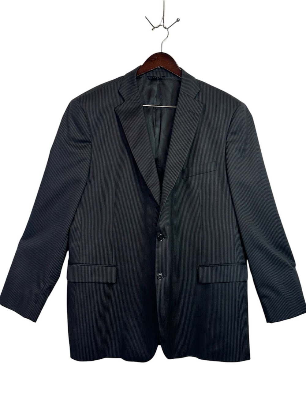 Brooks Bothers Wool Blend Pin Stripe Classic Black Regent Suit Jacket Size 50L